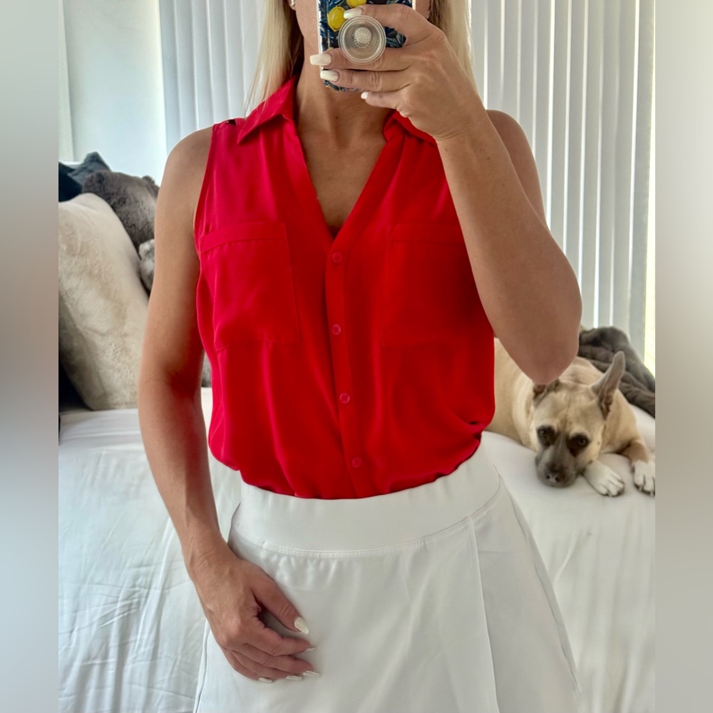 Express Red Portofino Sleeveless Blouse Small